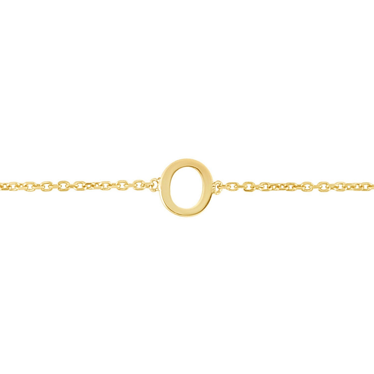 14K Yellow Gold Mini Initial O Bracelet, view 3