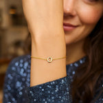 14K Yellow Gold Mini Initial O Bracelet, view 4
