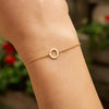 14K Yellow Gold Mini Initial O Bracelet, view 6