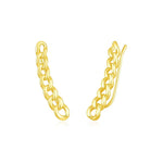 14K Yellow Gold Ear Climber Earring with Chain Links
