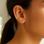 14K Yellow Gold Ear Climber Earring with Chain Links, view 2