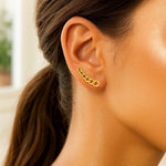 14K Yellow Gold Ear Climber Earring with Chain Links, view 3