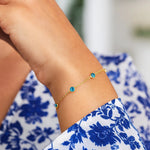 14K Yellow Gold Blue Topaz Station Bracelet, view 3