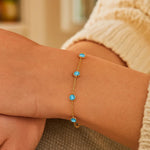 14K Yellow Gold Blue Topaz Station Bracelet, view 4