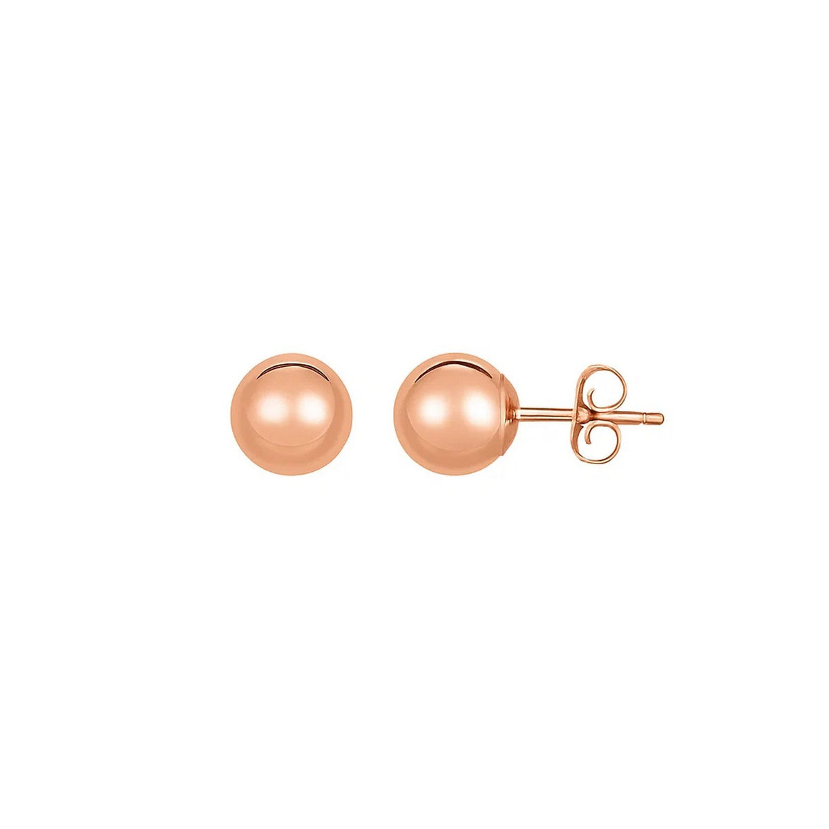 Classic Round Stud Earrings in 14K Rose Gold (7.00 mm)