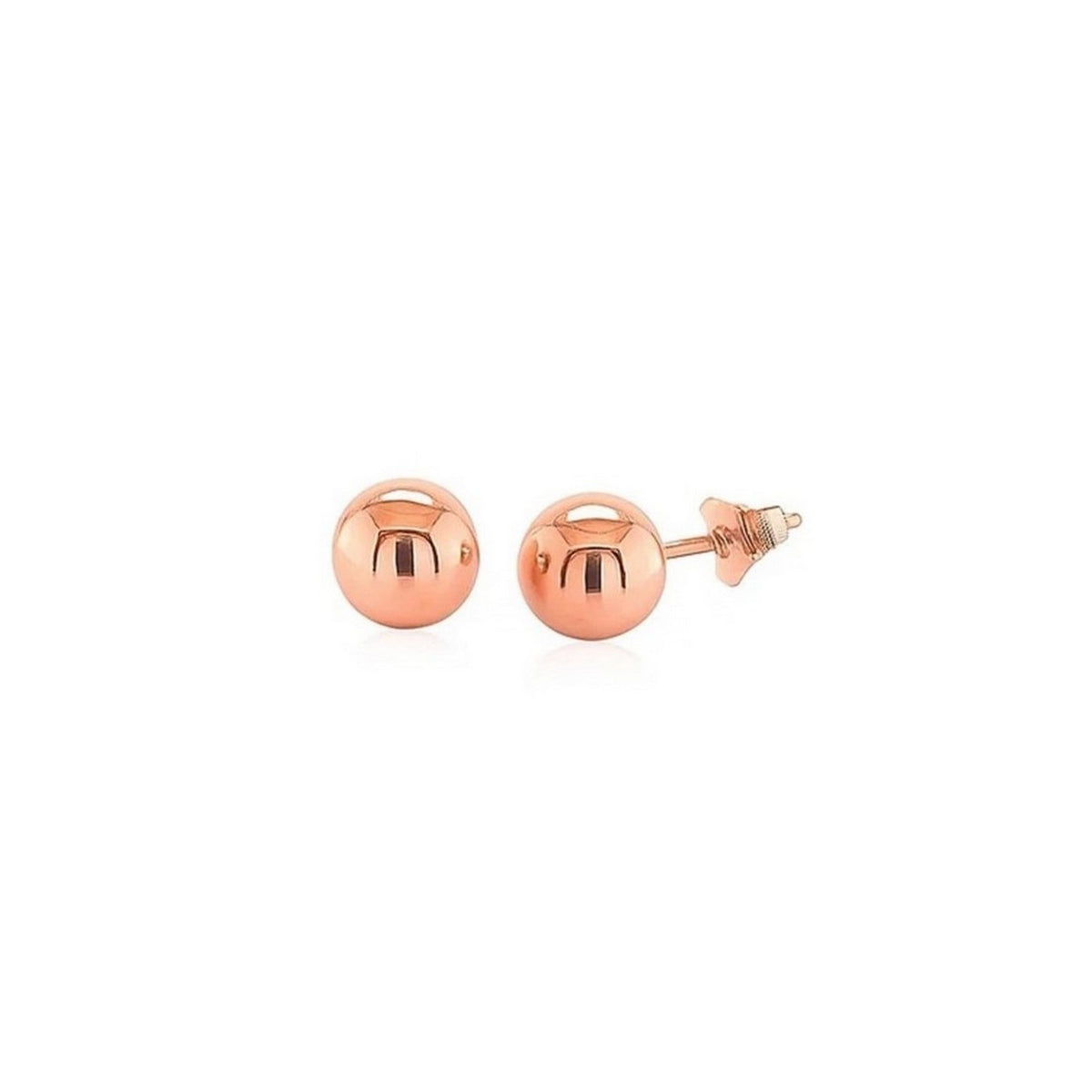 Classic Round Stud Earrings in 14K Rose Gold (7.00 mm), view 2