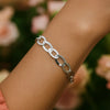 Sterling Silver Rhodium Plated Italian Oval Link Bracelet (8.70 mm)