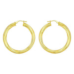 14K Yellow Gold Full Twist Large Hoops Earrings, view 2