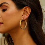 14K Yellow Gold Full Twist Large Hoops Earrings, view 4