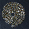 14k Yellow Gold White Pave High Polish Modern Lite Miami Cuban Chain (6.50 mm)