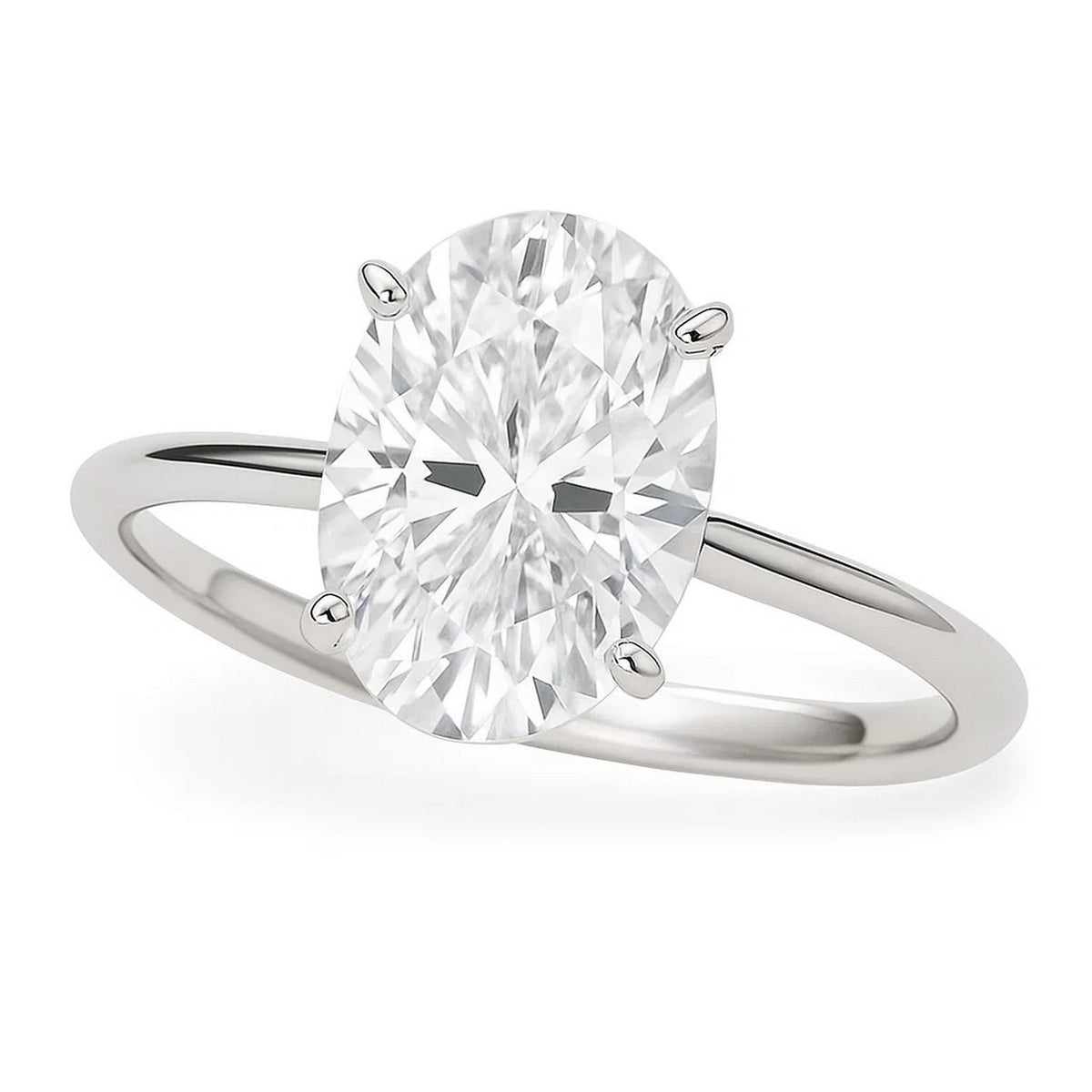 3 Carat Oval Lab Grown IGI G/VS1 Diamond Solitaire Ring in 14K White Gold