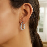14K White Gold Scalloped Hoop Earrings, view 2