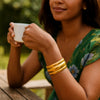 Sterling Silver Gold Plated Bold Ribbed Cuff Bangle (25.00 mm), view 3