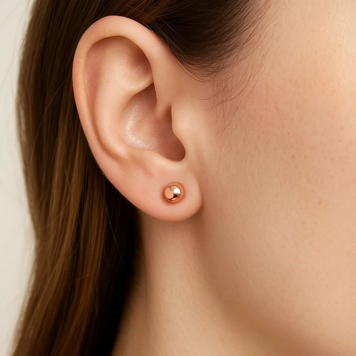 14K Rose Gold Ball Style Stud Earrings (4.00 mm), view 6