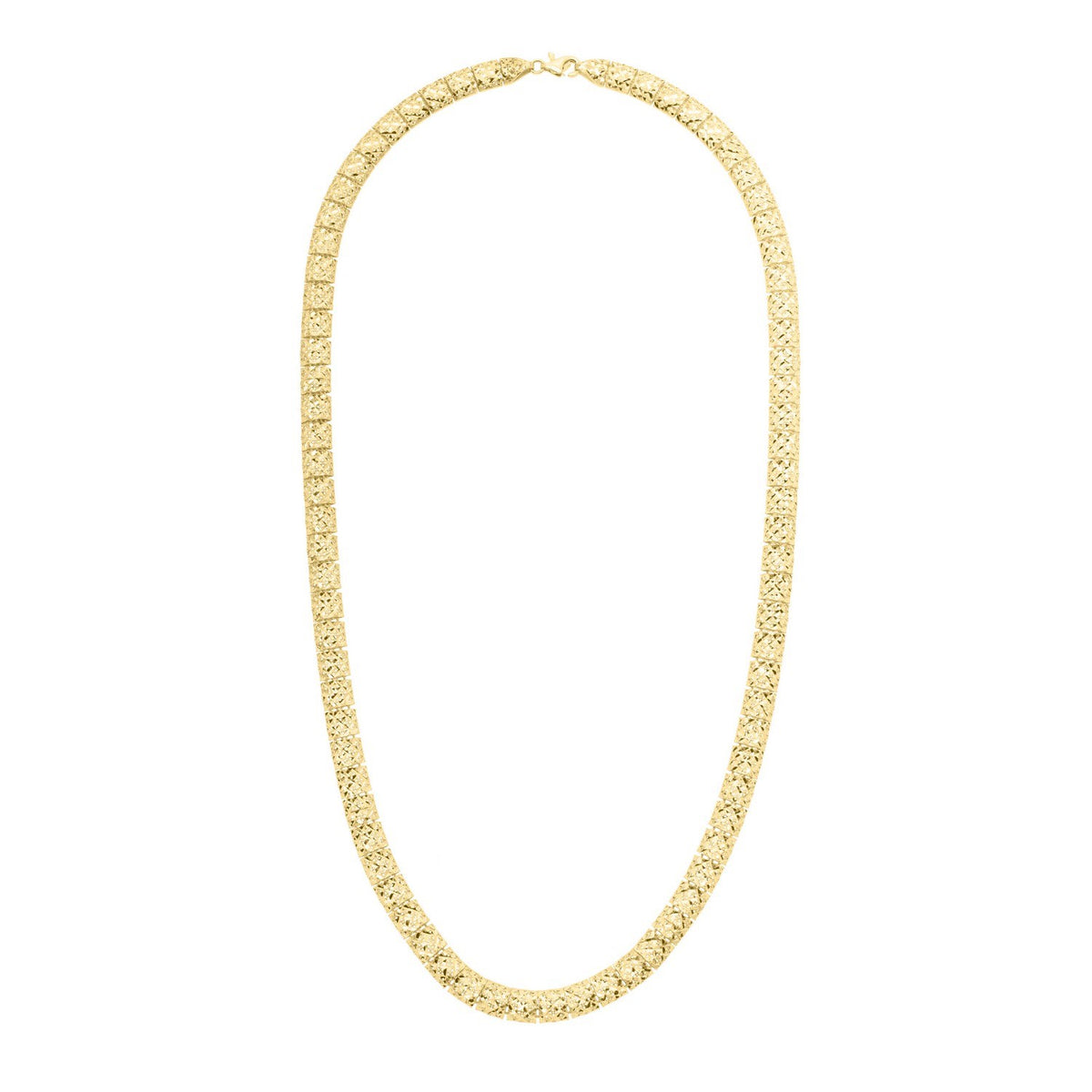 10K Yellow Gold Diamond Cut Square Link Necklace, view 2