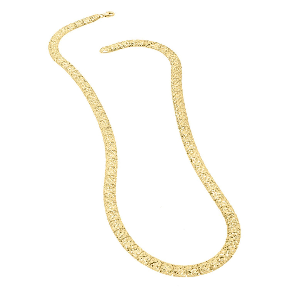 10K Yellow Gold Diamond Cut Square Link Necklace, view 3