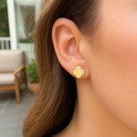 14K Yellow Gold Polished Clover Stud Earrings, view 4