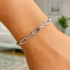 14K White Gold Diamante Paperclip Chain Bracelet (4.00 mm), view 3