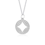 14K White Gold Diamond Studded Circle Pendant with Cut-out (1/3 cttw)