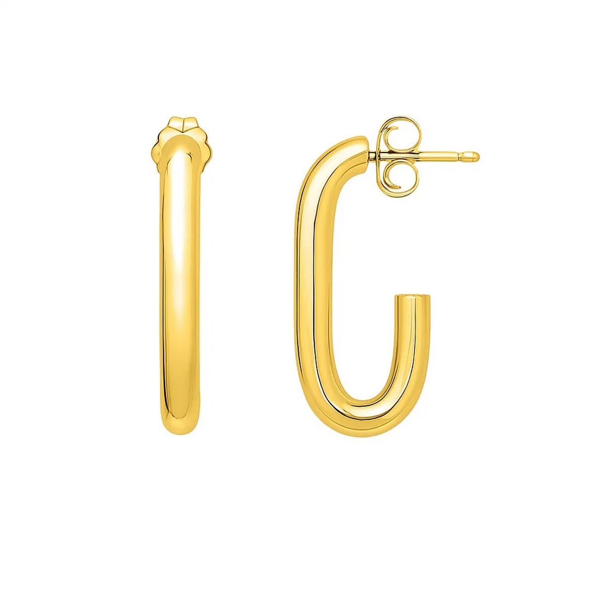 Paperclip Hoop Earrings in 14K Yellow Gold (27mmx12.00 mm), view 2