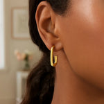 Paperclip Hoop Earrings in 14K Yellow Gold (27mmx12.00 mm), view 4