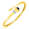 14K Yellow Gold Crossover Style Hinged Bangle Bracelet with Onyx (3.40 mm)