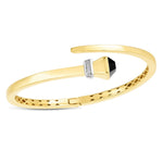 14K Yellow Gold Crossover Style Hinged Bangle Bracelet with Onyx (3.40 mm), view 2