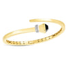 14K Yellow Gold Crossover Style Hinged Bangle Bracelet with Onyx (3.40 mm), view 2