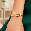 14K Yellow Gold Crossover Style Hinged Bangle Bracelet with Onyx (3.40 mm), view 3