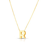 14K Yellow Gold Yours Truly Block Letter Initial R Necklace
