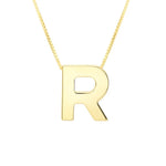14K Yellow Gold Yours Truly Block Letter Initial R Necklace, view 2