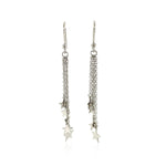 Sterling Silver Tassel Earrings with Polished Stars, view 2