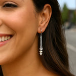 Sterling Silver Tassel Earrings with Polished Stars, view 4