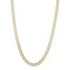 14k Yellow Gold White Pave High Polish Modern Lite Miami Cuban Chain (8.00 mm)