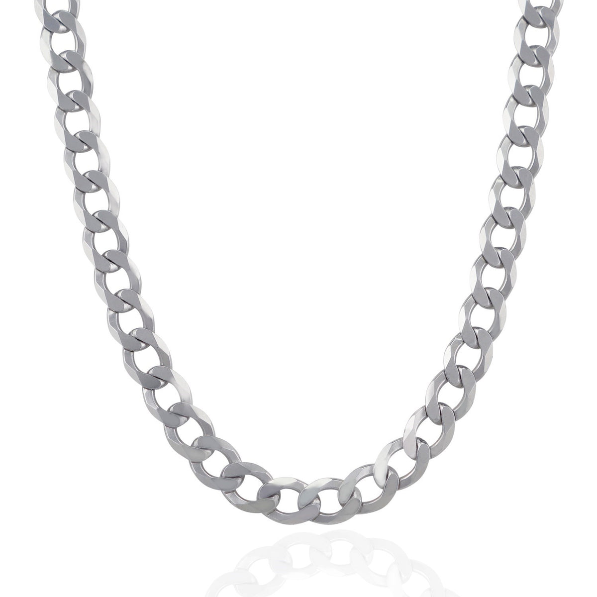 Rhodium Plated Sterling Silver Curb Style Chain (11.60 mm), view 2
