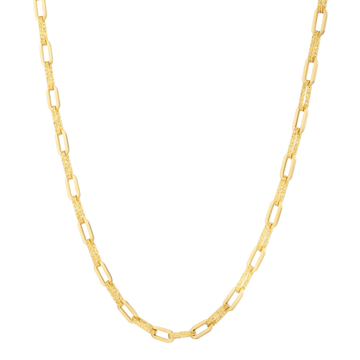 14K Yellow Gold Diamante Paperclip Chain Necklace (4.00 mm)
