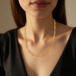 14K Yellow Gold Diamante Paperclip Chain Necklace (4.00 mm), view 5