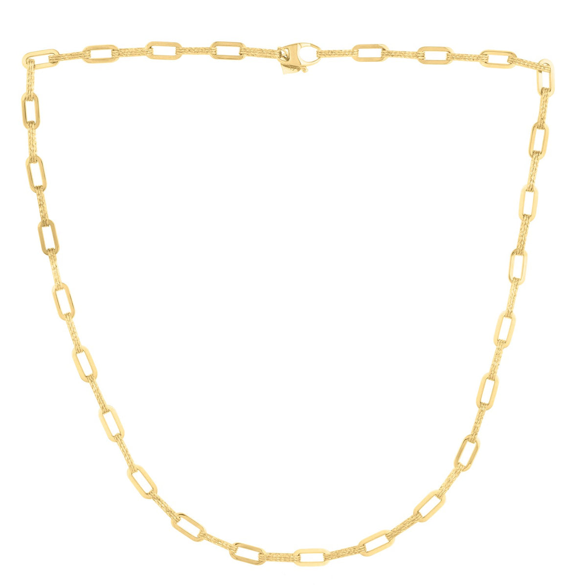14K Yellow Gold Diamante Paperclip Chain Necklace (4.00 mm), view 2