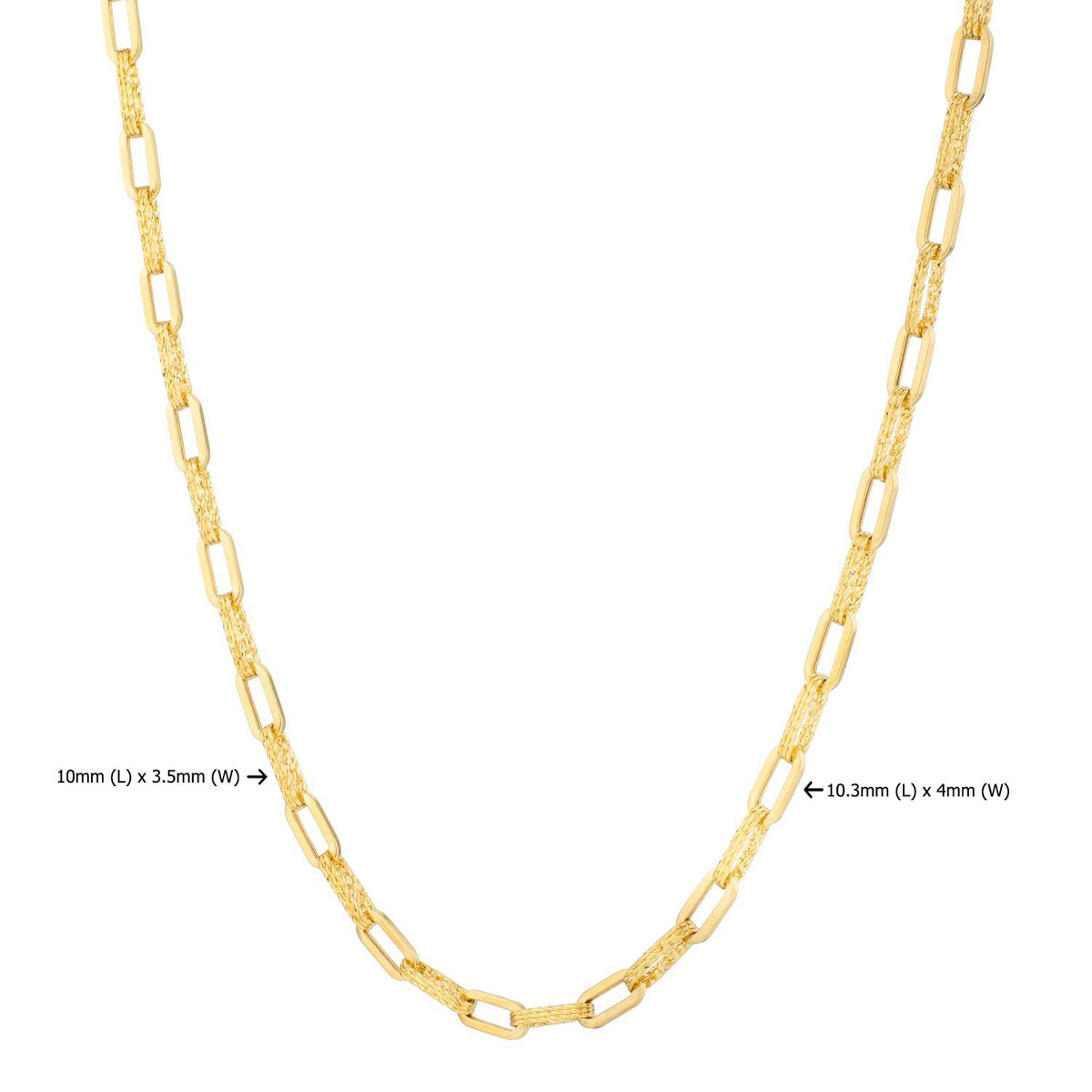 14K Yellow Gold Diamante Paperclip Chain Necklace (4.00 mm), view 3
