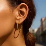 14K Yellow Gold Bead Hoop Earrings (2x23.40 mm), view 2