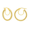 14K Two Tone Gold Iced Round Hoop Earrings