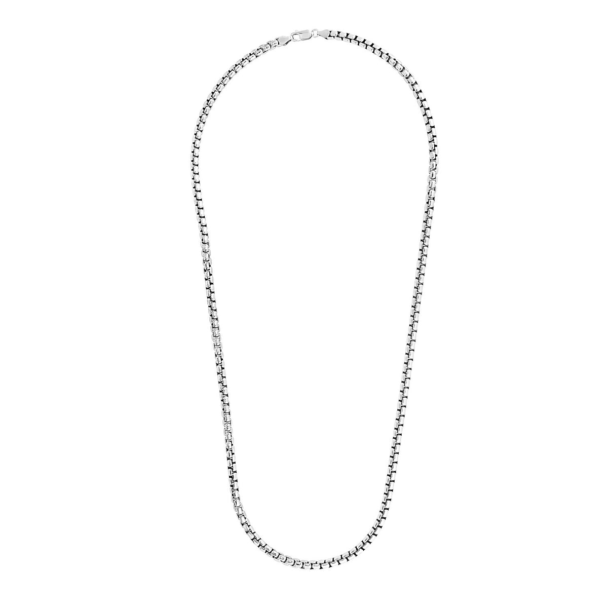 Sterling Silver Rhodium Plated Round Box Chain (4.40 mm), view 2