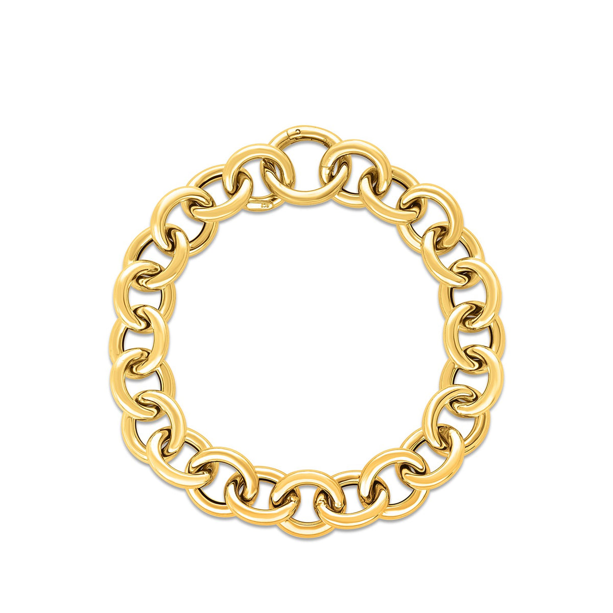 14K Yellow Gold Round Link Bracelet (11.60 mm), view 2