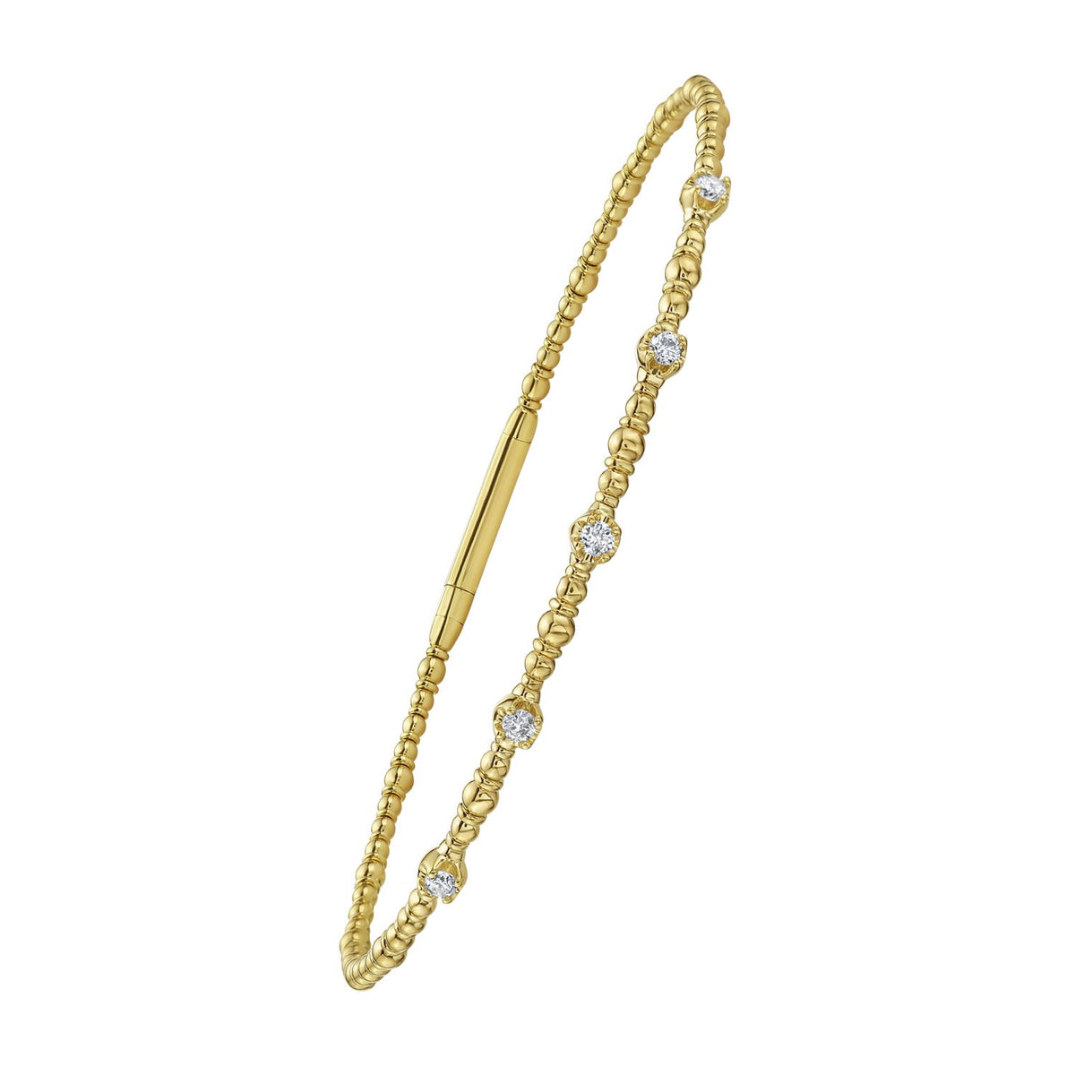 Classic 14K Yellow Gold Beaded Bracelet, view 2