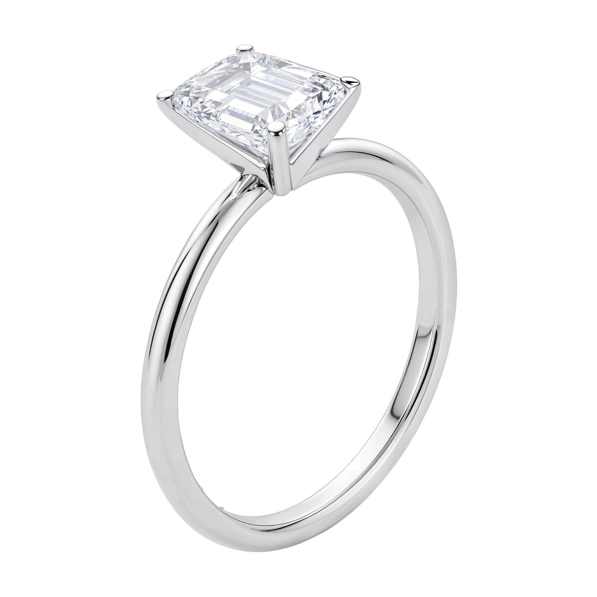 2 Carat Emerald Lab Grown IGI G/VS1 Diamond Solitaire Ring in 10K White Gold, view 2