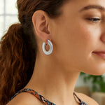 Sterling Silver Rhodium Plated Small Puffed Hoop Earrings, view 3