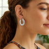 Sterling Silver Rhodium Plated Small Puffed Hoop Earrings, view 3