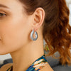 Sterling Silver Rhodium Plated Small Puffed Hoop Earrings, view 4