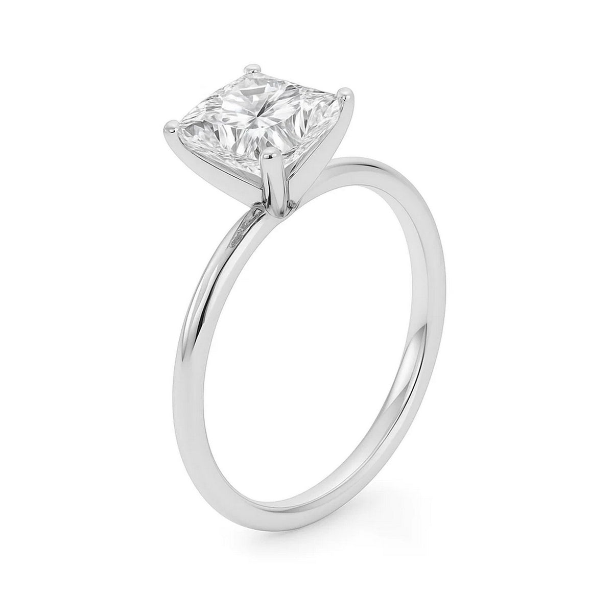 3 Carat Princess Lab Grown IGI G/VS1 Diamond Solitaire Ring in 14K White Gold, view 2