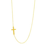 14K Yellow Gold Necklace with a Polished Cross Design, view 2